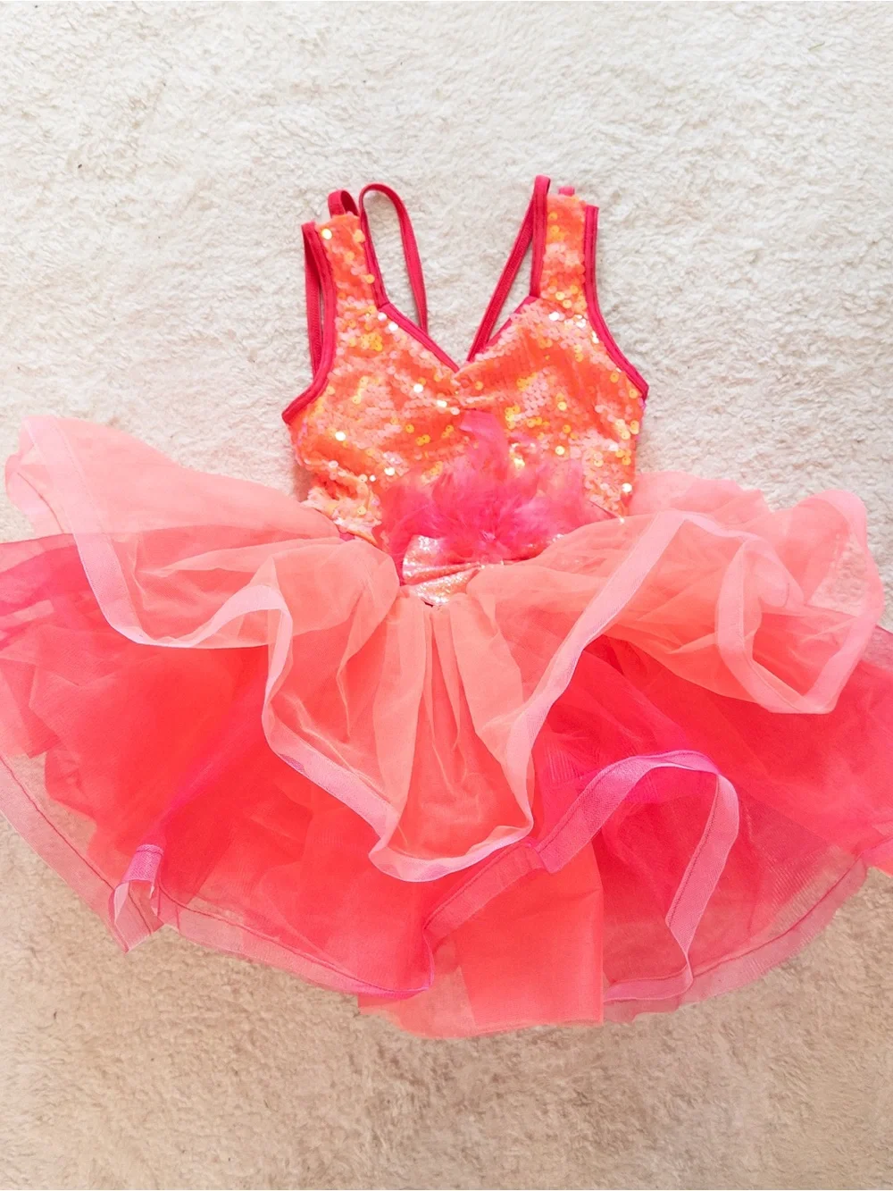 Weissman Hot Pink Sequin Dance Costume Tutu Dress Child Size IC